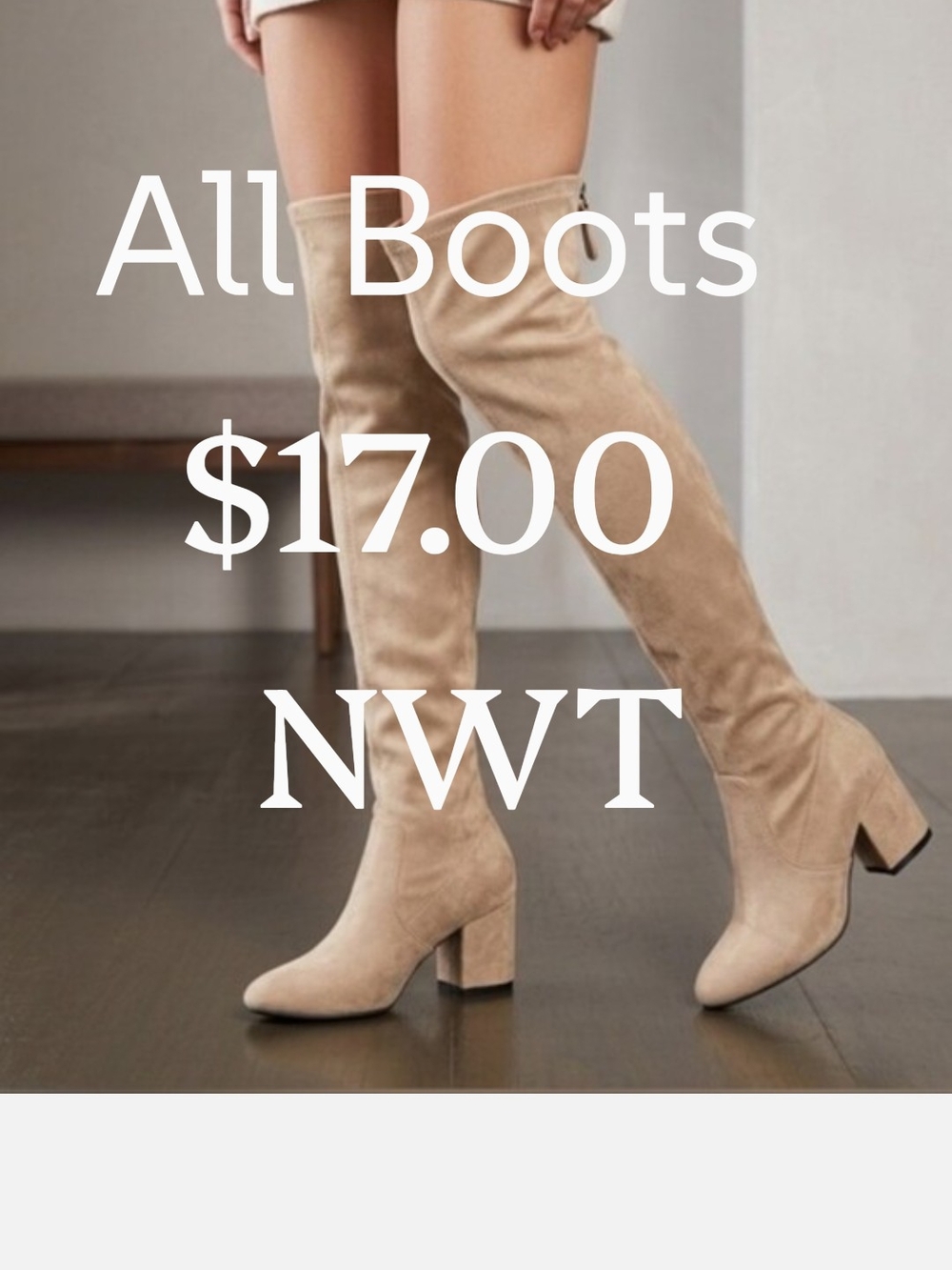 Anne Klein Suede Over-the-Knee Boots in Taupe
